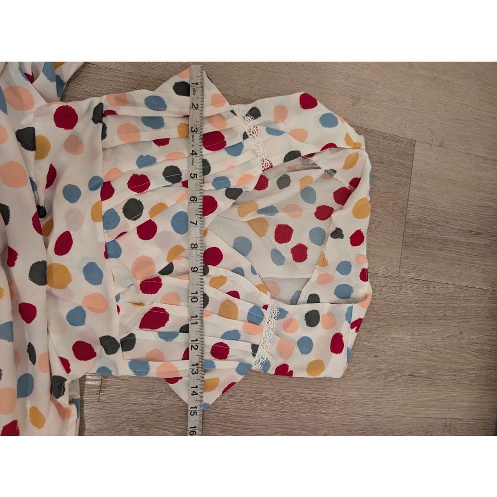 Vintage-Inspired Multi-Color Polka Dot A-Line Midi Dress Fun Rainbow Teacher - Picture 6 of 8